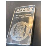 APMEX 10 troy ounce 999 fine silver bar