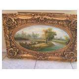 Scenic Painting On Ornate Plaster Cast - One Piece