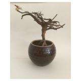 Vintage Bean Pot With Root Art