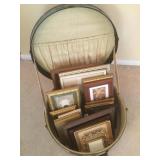 Antique Hatbox & Variety Of  Picture Frames