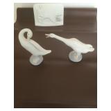Lladro Matte Finish 2 Geese and Collector Plaque