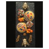 Vintage Costume Jewelry Earring Lot - Orange