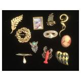 Costume Jewelry Lot & Mask Brooch