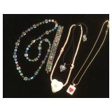 Costume Jewelry Lot - Square Glass Bead Necklace