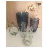 Vases - Set of 2 Blue Glass Vases & More