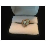 Jewelry Opal with Diamond 14K Gold Ring