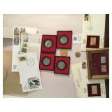 Commerative Medals, First Day Stamp Covers & More