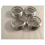 Coasters Glass with Sterling Rims