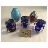 Paperweights Handblown  Art Glass Eggs & More
