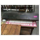 Small primitive pine bench in old paint, 36 in