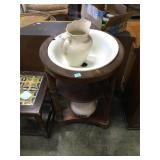 Antique Wood stand for a pitcher/ bowl wash set ,