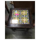 Small vintage tile top table, 17 x 17 x 19 H,