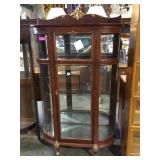 Antique French style tiger oak curved glass china