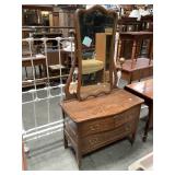 Oak 3 drawer dresser with beveled mirror ,