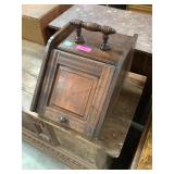 Victorian era coal hod, wood handle, walnut