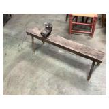Primitive wood bench with Enterprise grinder