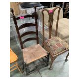 2 antique wood chairs