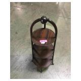 Vintage 3 tiered wood tea stand,