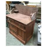 Antique Victorian Walnut marble top commode,