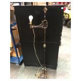 Vintage Iron bridge lamp, paper shade as is,