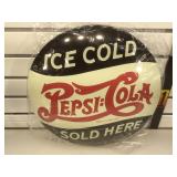 New metal ice-cold Pepsi:Cola sign approximately