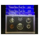 3- 1969 US PROOF SETS