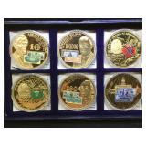 6- 24k plated Presidential Federal Reserve Notes