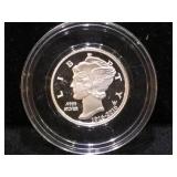 2016  .9999 Fine Silver Mercury Dime, w/ coa