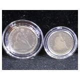 1860 Seated Dime & 1853 Seated Half Dime
