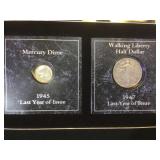 1947 Walking Liberty Half Dollar & 1945 Mercury