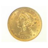 1899. NGC MS62 $5 GOLD HALF EAGLE