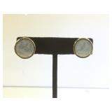 14k Gold earrings w/ Mother -of-Pearl carved