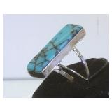 Sterling & Spiderweb Turquoise ring, size 8.5