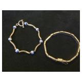 2 Sterling bracelets, 1- blue beads