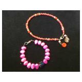 2- beaded bracelets w/ Sterling findings