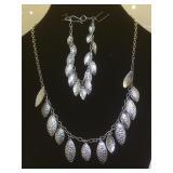 Sterling necklace & bracelet,w/ hammered s