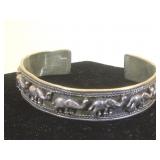 Sterling  Elephant cuff bracelet, 25.9g