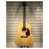 Harmony acoustic guitar w/ stand, neck needs