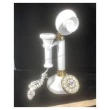Vintage candlestick style white telephone,