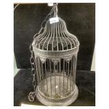 Bird cage candle holder with chain, black