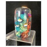 Deep sea glass paperweight, 4.5 in H ,unsigned