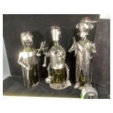 3 metal wine bottle figures approx 14inches H ,