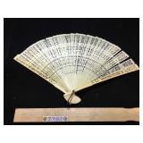 All bone carved fan - 1 broken piece see photos
