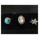 3- Sterling Turquoise & Abolone Southwest style