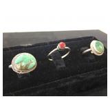3- Sterling,Turquoise & coral Southwest style
