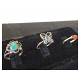 3- Sterling, turquoise & coral Southwest style