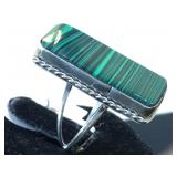 Sterling & Malachite Southwest style ring, size 9