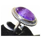 Sterling & purple gemstone Southwest style ring,