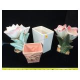 4 signed McCoy pottery vase, the two tulip vase