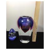 Sommerso Murano type  Art glass vase and an art